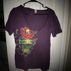 Live Love Ride Purple V Neck Tee